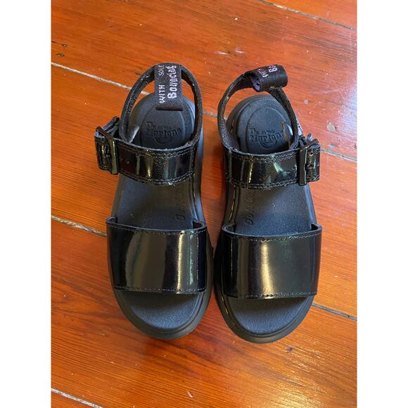 Dr. Martens Black Patent Blaire Platform Sandals AirWair Chunky Sole - Picture 1 of 8